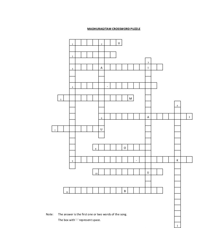 Madhura Geetham – Crossword Puzzle